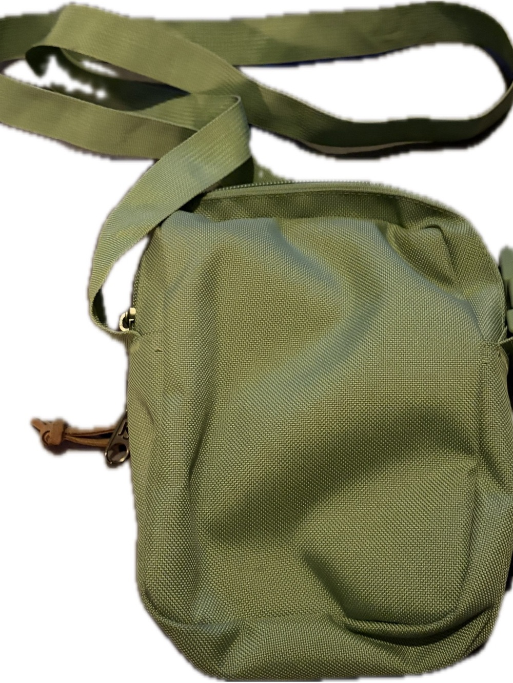 Jansport Light Green Messenger Crossbody Bag with Brown Suede Trim - Picture 4 of 9